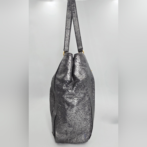 Chloe Eden Distressed Metallic Silver Calfskin Tote Bag - Picture 12 of 16